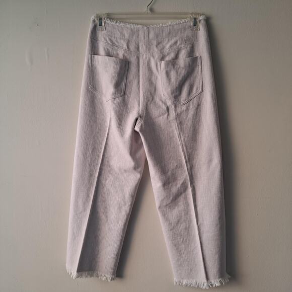 Rebecca Taylor Pink/ Mauve Frayed Waist and Hem, Wide Leg Pants - Size 6 - Picture 4 of 12